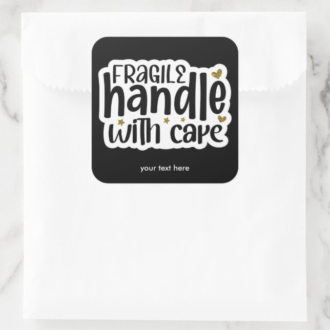 Poignée fragile avec autocollant de soin (Sac)