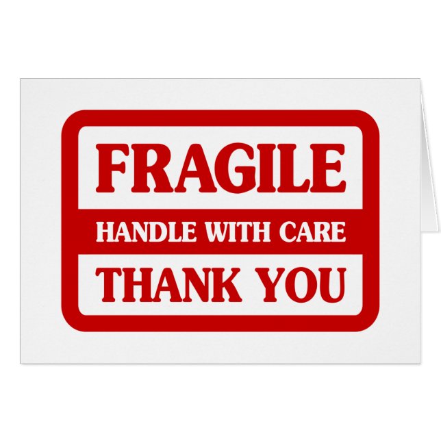 Poignée Fragile Avec Carte De Voeux Soignée (Devant horizontal)