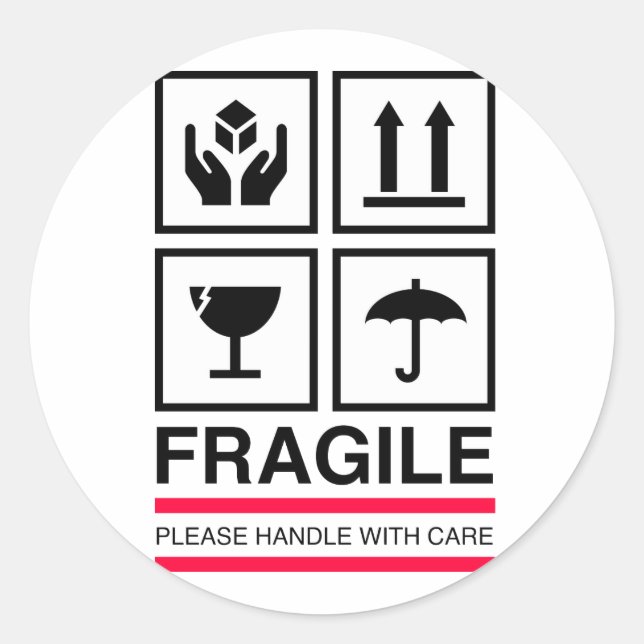 Poignée fragile avec soin étiquette graphique (Devant)