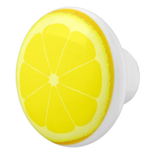Poignée jaune de bouton de tranche de citron