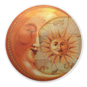 Poignées de porte ou de tiroir visage soleil & lun