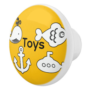 Poignées de tiroir en céramique jaune pour jouets