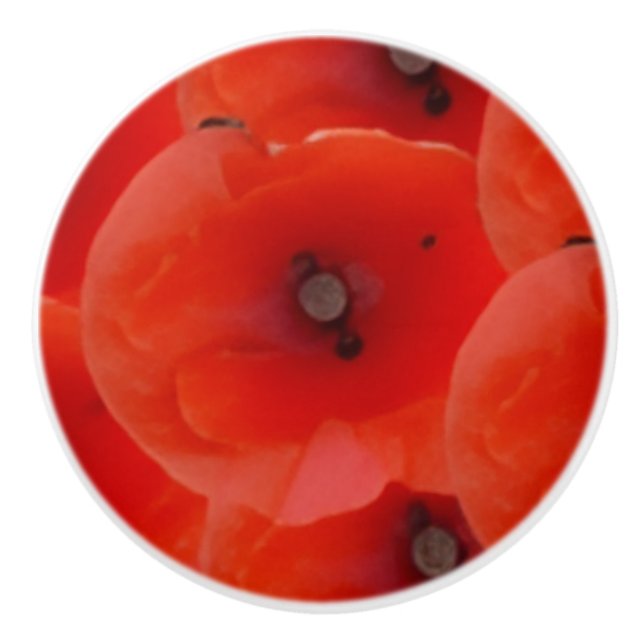 Poignées en céramique de design Red Poppoes (Devant)