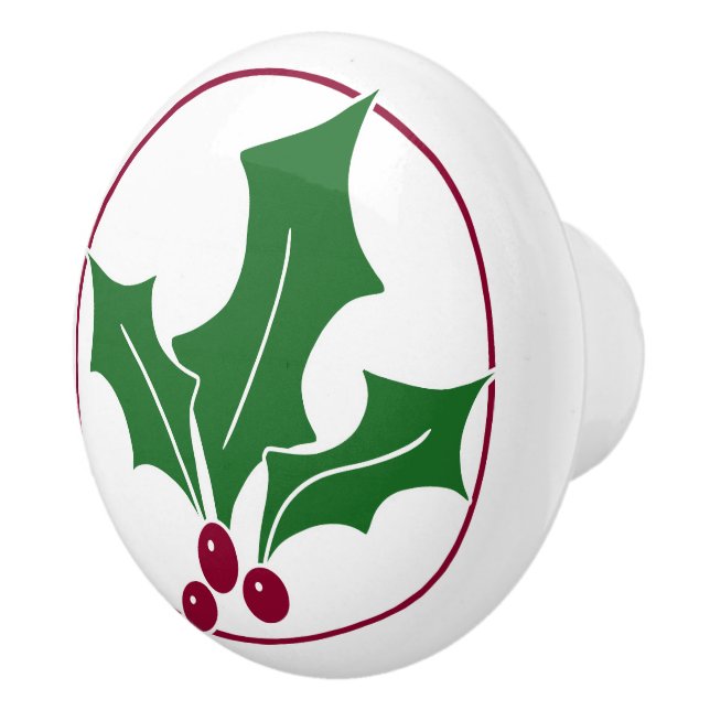 Poignées Retro Holly Berries I, Garniture Rouge (Droite)