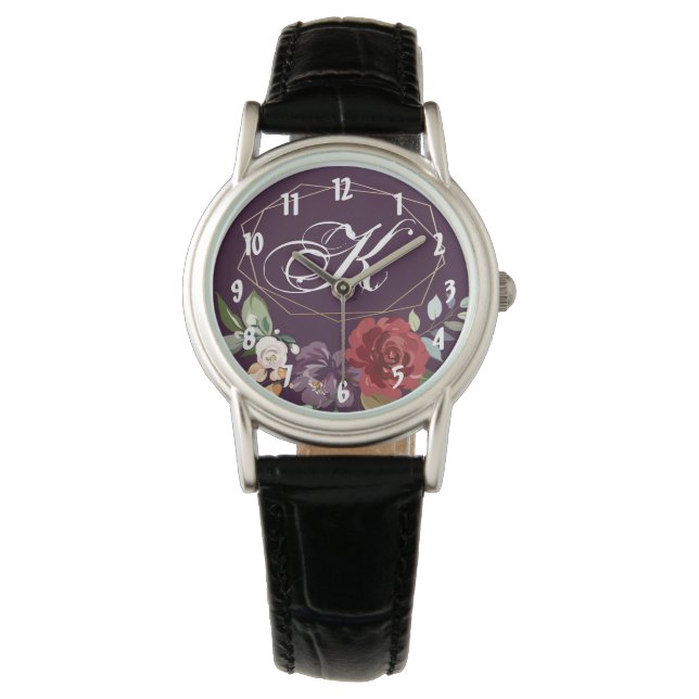Poignet personnalisé Montre Plum violet Rose Gold  (devant)
