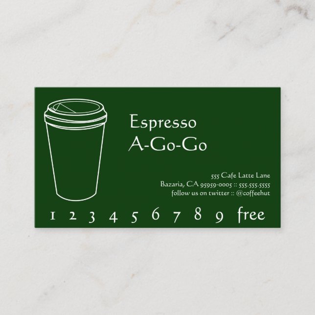 Poinçon de boissons de café/carte de fidélité (Devant)