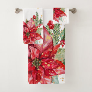 Poinsettia Aquarelle Gras Éclaboussure Dorée