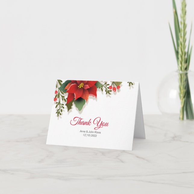 Poinsettia Carte de remerciements (Devant)