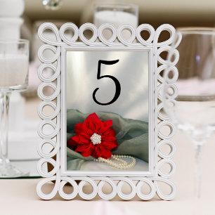Poinsettia et perles Numéros de table de mariage h