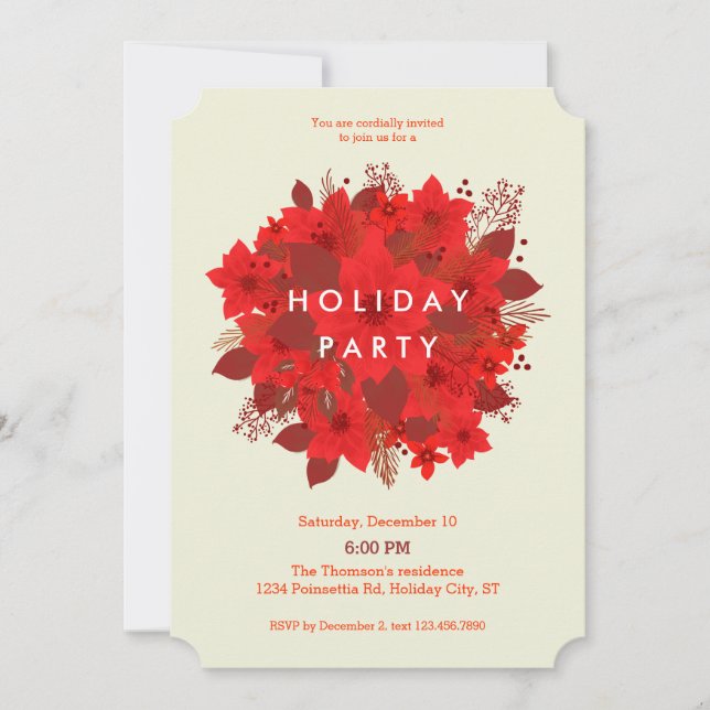 Poinsettia Floral Decor Fête Invitation (Devant)