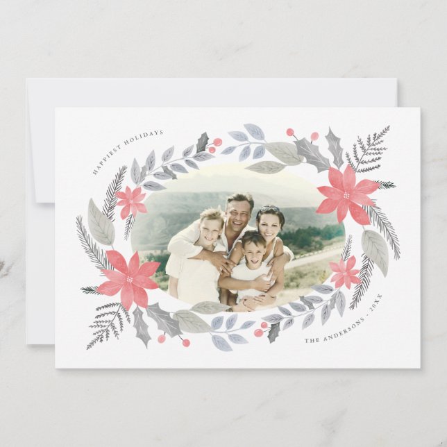 Poinsettia Floral dessiné à la main Grain de vacan (Devant)