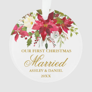 Poinsettia Floral Or Premier Noël Marié