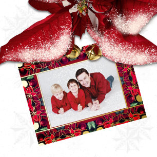 Poinsettia Frame Foil Carte postale