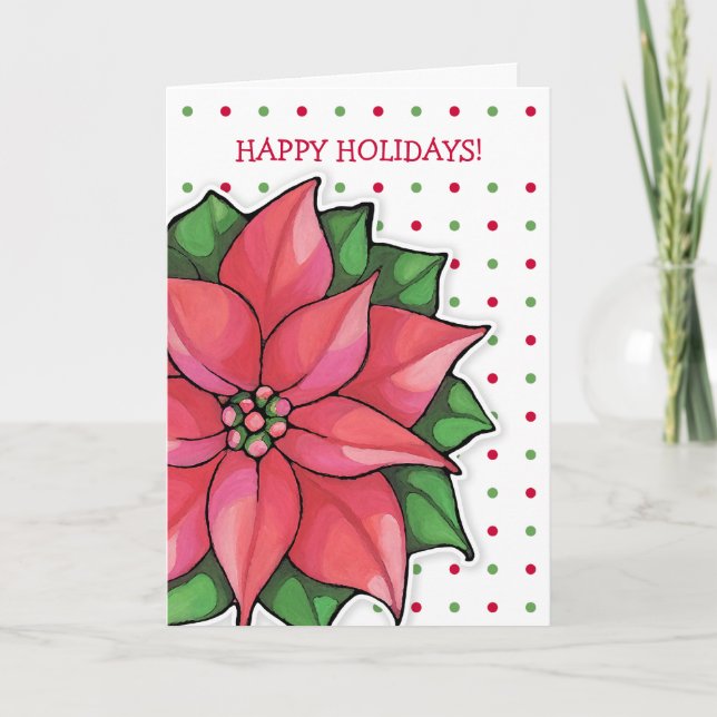 Poinsettia Joy dot Carte de Vacances (Devant)