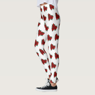 Poinsettia Leggings Fleurs de Noël