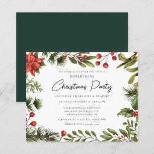 Poinsettia Mistletoe Floral Script Noël