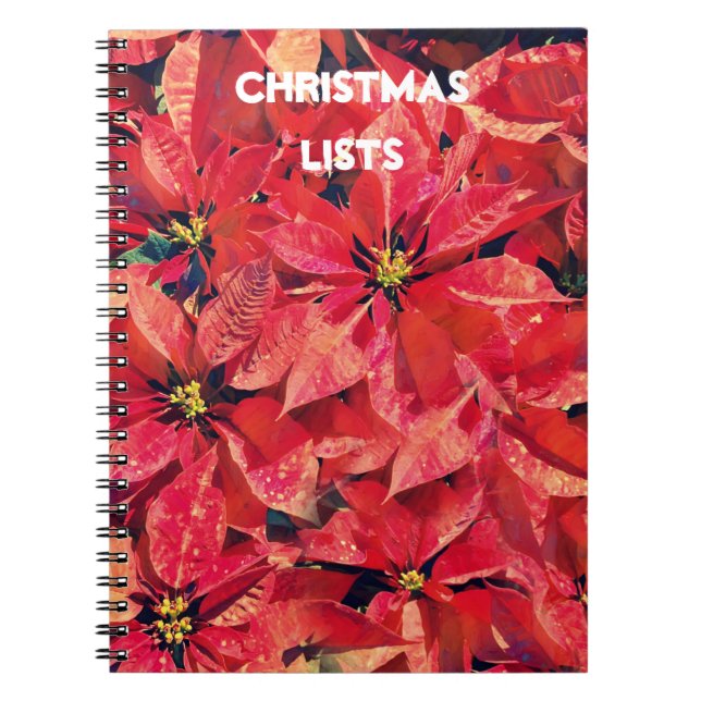 Poinsettia Red Christmas Listes Carnet Journal (Devant)