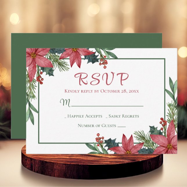 Poinsettia Rouge Noël Floral Mariage RSVP (Créateur téléchargé)