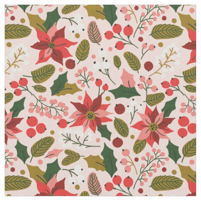 Poinsettia tissu de vacances hiver (Fermer)