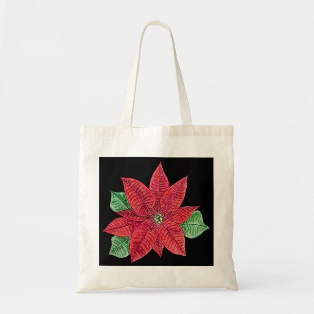 Poinsettia Tote Bag - Black (Devant)