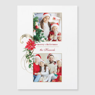 Poinsettias élégant et manuscrits or 2 photos