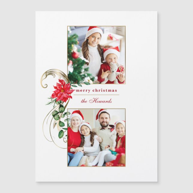 Poinsettias élégant et manuscrits or 2 photos (Devant)