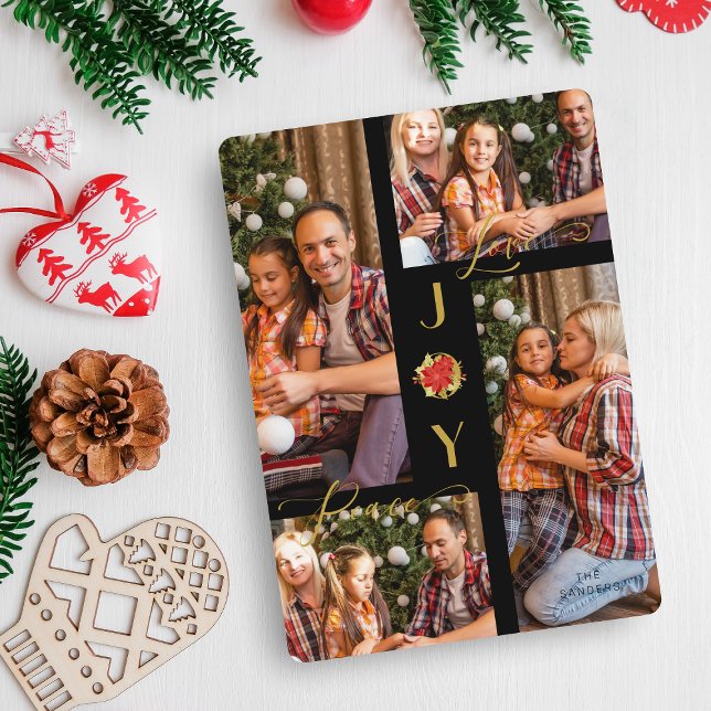 Poinsettias Modern 4 Photos Collage Noël (Créateur téléchargé)