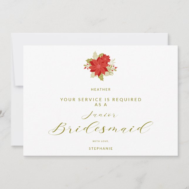 Poinsettias Will You Be My Junior Bridesmaid  (Devant)