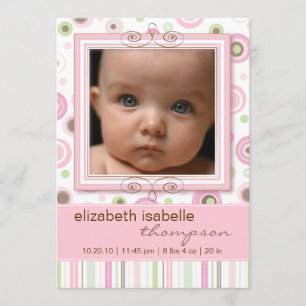 Point de polka assez rose et faire-part de bébé de