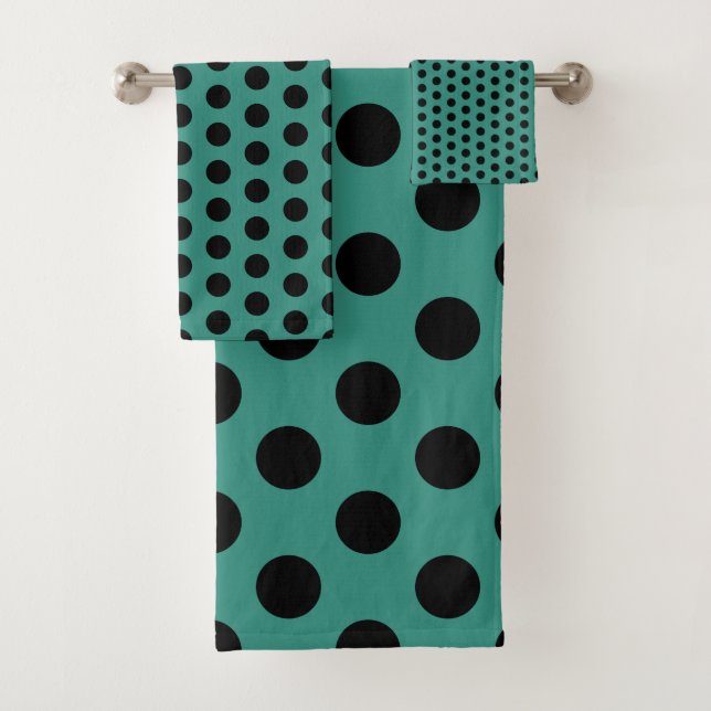 Point de polka turquoise et noir (En situation)