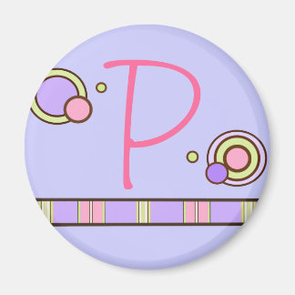 Point et rayures Magnet monogramme - violet