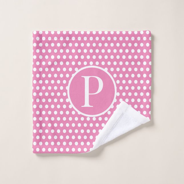 Point Polka de la lettre initiale personnalisée (Gant de toilette)