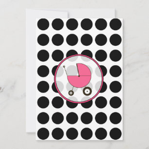 Point Polka noir / Invitation Baby shower rose cha