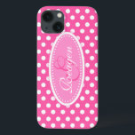 Point Polka nommé coque ipad rose pâle<br><div class="desc">Coque graphique à motifs pointillés de pois rose vif pour filles modernes. Parfait pour personnaliser votre ipad ou comme cadeau spécial de Noël ou d'anniversaire pour une femme ou une fille ado. Personnalisez avec votre nom et votre initiale. Voici l'exemple : Reagen G. Design par Sarah Trett.</div>