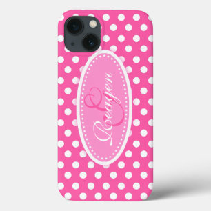 Point Polka nommé coque ipad rose pâle