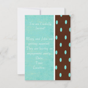Pointe Polka bleu et Brown 5x4 Invitation