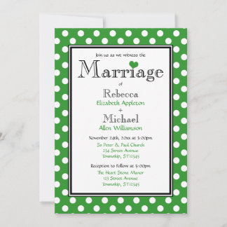 Pointe Polka Green Wedding Invitations