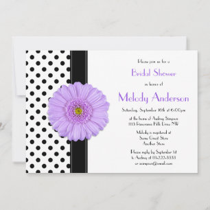 Pointe Polka Purple Daisy Invitation de la douche