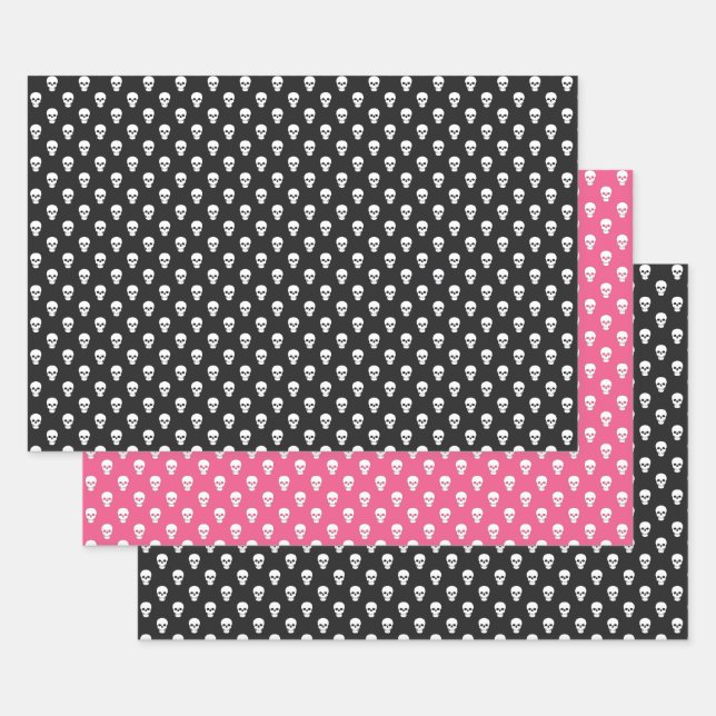 Pointe Polka Skuls Envelopper le jeu de papier (Lot)