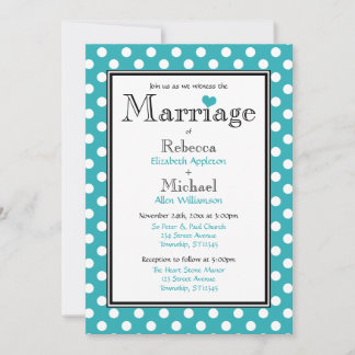 Pointe Polka Turquoise Invitations de mariage