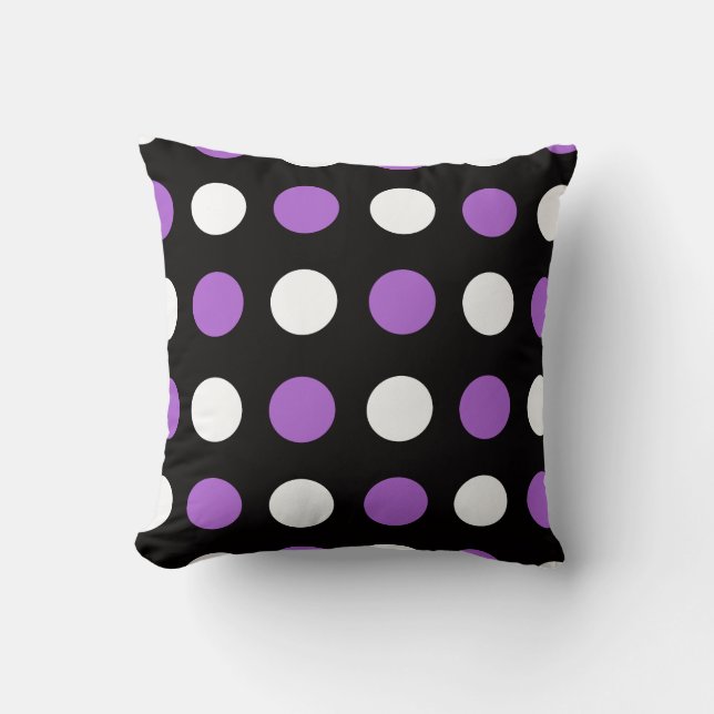 Pointe Polka violet et blanche sur Coussin Accent  (Recto)