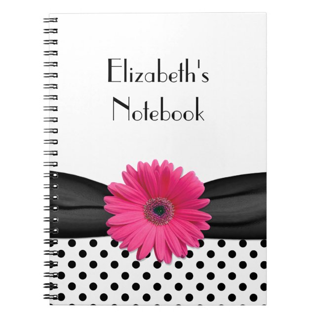Pointe rose Gerbera Daisy Polka Carnet personnalis (Devant)