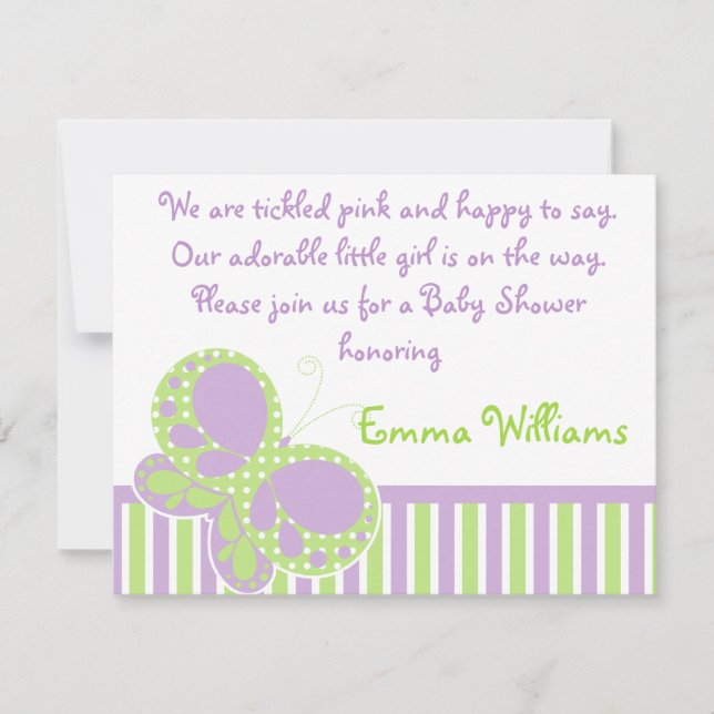 Pointes de papillon Invitation Baby shower violet/ (Devant)