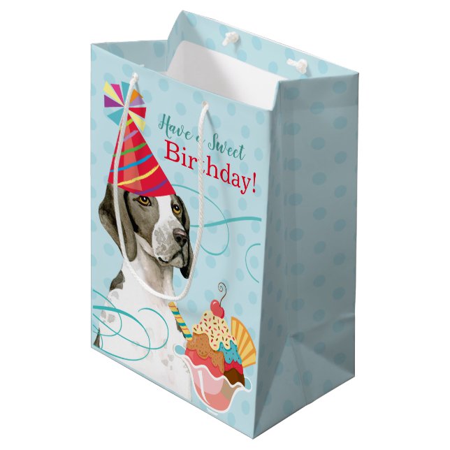 Pointeur d'anniversaire doux - Sac cadeau moyen (Devant Angle)
