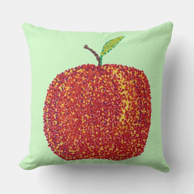 Pointillisme Tout Ripe Pomme Jeter Oreillers (Recto)