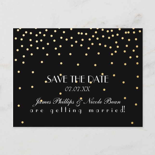 Points Black & Gold Foil Enregistrer La Carte Post (Devant)