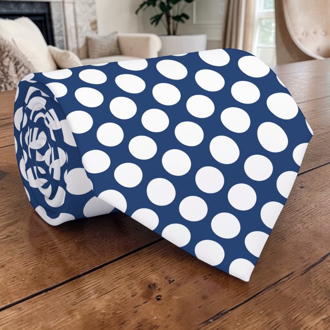 Points blancs sur cravate bleue personnalisée (Créateur téléchargé)