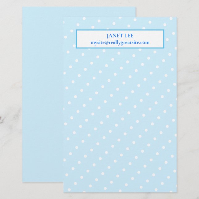 Points Blancs Sur Papeterie Bleue Personnalisée  (Devant / Derrière)