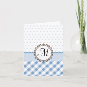 Points bleus, carreaux et rayures avec monogramme