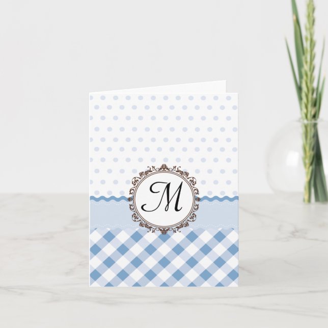 Points bleus, carreaux et rayures avec monogramme (Devant)